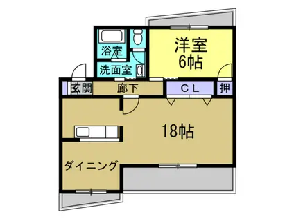 ボナールT(1LDK/2階)の間取り写真