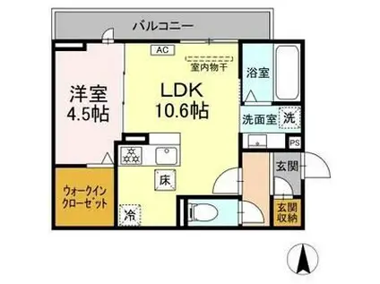 コンフォート椛(1LDK/1階)の間取り写真