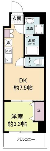 アーバンパーク弁天町(1DK/2階)の間取り写真