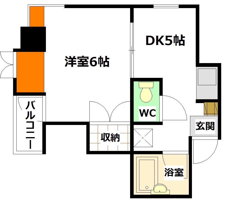 エクセルマンション府中(1DK/2階)の間取り写真