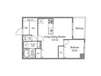 ルネ・パルティーレ汐留(1LDK/7階)の間取り写真