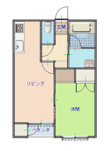 ニュージョイ(1LDK/2階)の間取り写真