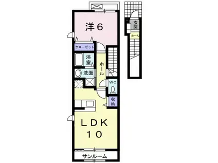 ヴィラノールG(1LDK/2階)の間取り写真