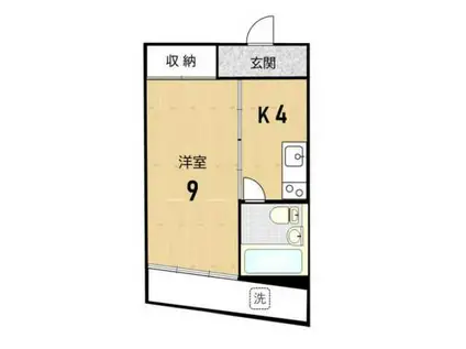 恩田ビル(1DK/4階)の間取り写真