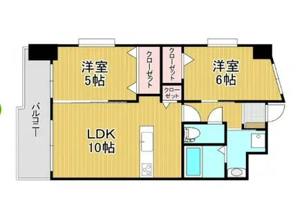 ギャラクシー西小倉(2LDK/15階)の間取り写真