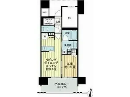 ネベル仙台CROIRE(1LDK/6階)の間取り写真