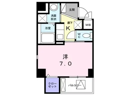 エクルベージュ入増II(1K/3階)の間取り写真