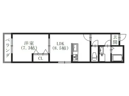 ピーターパン(1LDK/1階)の間取り写真
