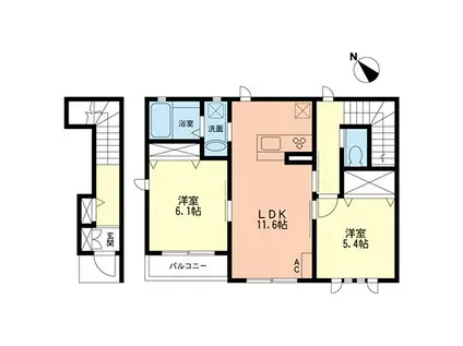 ＪＲ東海道本線 小田原駅 徒歩28分 2階建 築12年(2LDK/2階)の間取り写真