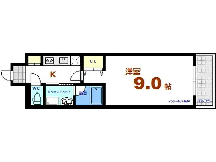カルポカステーロ新白島(1K/8階)の間取り写真
