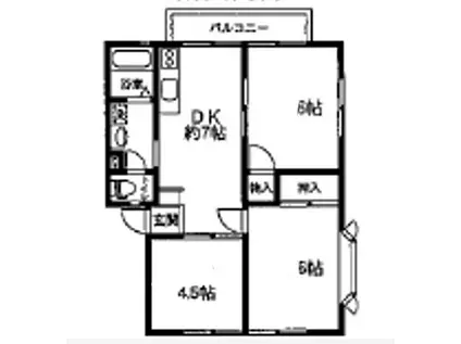 アーバン市原6号館(3DK/2階)の間取り写真