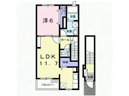 ルーベル太田B(1LDK/2階)の間取り写真