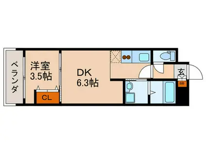 ハイツアバンテ(1DK/3階)の間取り写真