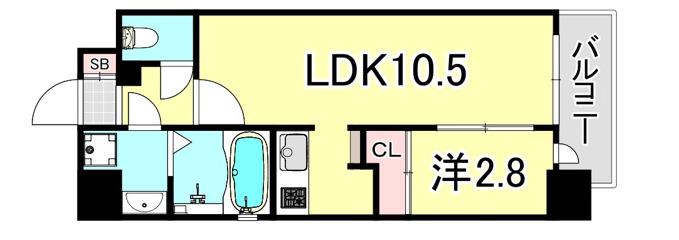 グランフェリーチェ・ナイン(1LDK/13階)の間取り写真
