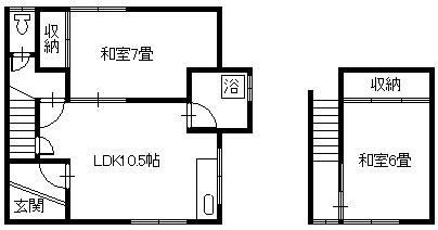 ＪＲ石北本線 南永山駅 徒歩15分 2階建 築48年(2LDK/1階)の間取り写真