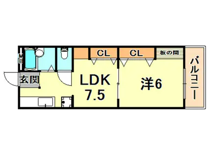 中田マンション(1LDK/3階)の間取り写真