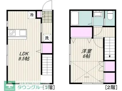高津区子母口メゾネット計画(1LDK/1階)の間取り写真