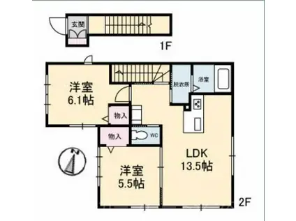 PRONUBE東雲(2LDK/2階)の間取り写真