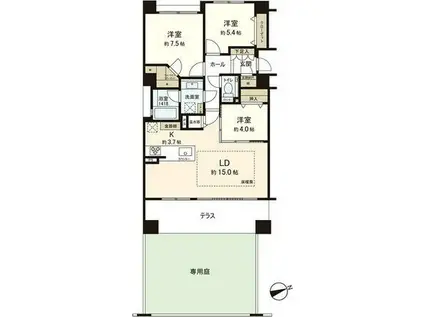 BRILLIA旭ヶ丘イーストスクエア(3LDK/1階)の間取り写真