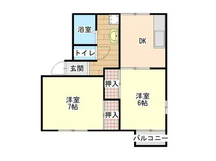 コーポフレグランスB棟(2DK/1階)の間取り写真