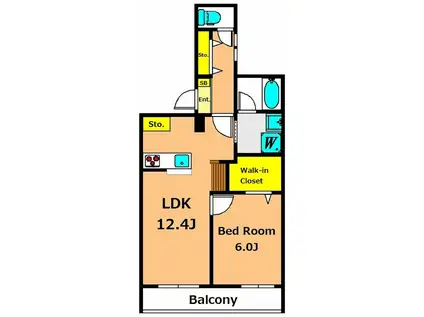 ローグ目黒本町(1LDK/2階)の間取り写真