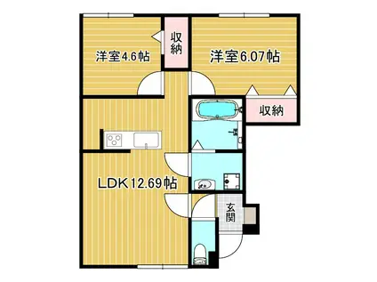 アインスベルグ(2LDK/1階)の間取り写真