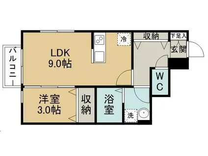 ピュアランド岩切(1LDK/1階)の間取り写真