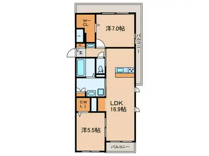 クラルテ 岡本 宮ノ前(2LDK/2階)の間取り写真