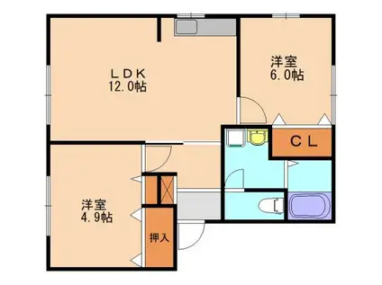 ファミーユK-II(2LDK/2階)の間取り写真