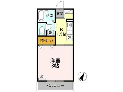 コーポラスグリーンC棟(1K/1階)の間取り写真