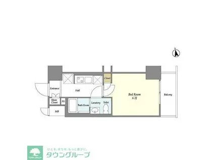 ビエント横濱鶴見(1K/6階)の間取り写真