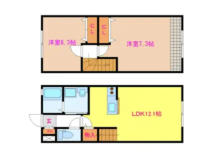 グランメゾン箱塚(2LDK/1階)の間取り写真