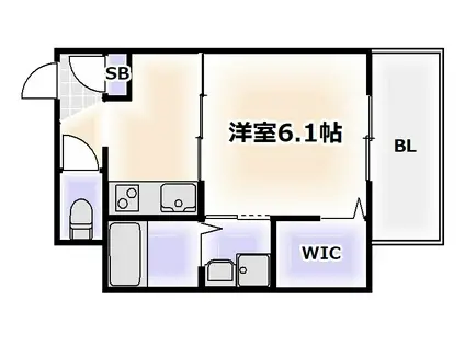 OAK弥栄夕陽丘(1K/9階)の間取り写真