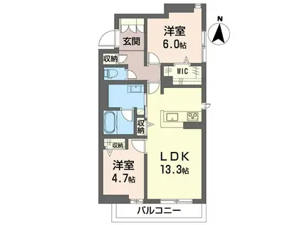 トルシーヌ大宮東町(2LDK/2階)の間取り写真
