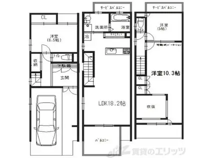 サックスエサカ(2LDK/2階)の間取り写真
