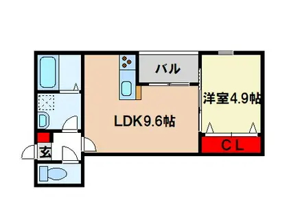 AYA SQUEARE筑紫野2ND(1LDK/2階)の間取り写真