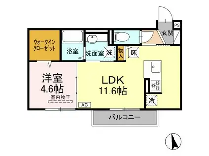 メゾングランレーヴ B棟(1LDK/1階)の間取り写真