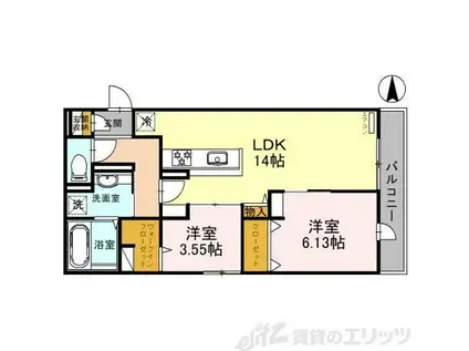 D-RESIDENCE八幡町(2LDK/3階)の間取り写真