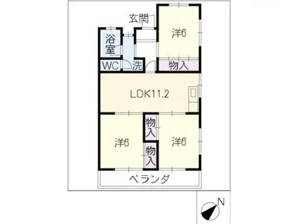 コーコハイツ(3LDK/3階)の間取り写真