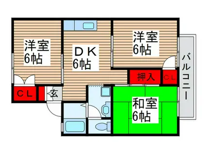 パールハイツ海老原28(3DK/2階)の間取り写真