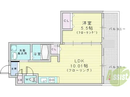 グランシス江坂(1LDK/8階)の間取り写真