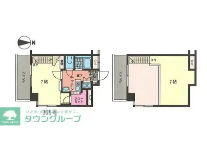 TGKビル(1SK/3階)の間取り写真
