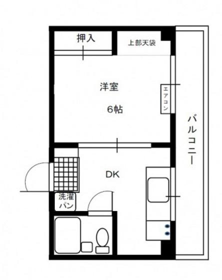 ＪＲ可部線 安芸長束駅 徒歩8分 3階建 築44年(1DK/3階)の間取り写真
