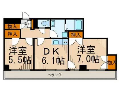 BUTLER M(2DK/4階)の間取り写真