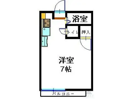 センチュリーハイツ(ワンルーム/2階)の間取り写真