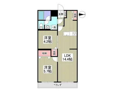 セントラルステージ(2LDK/1階)の間取り写真