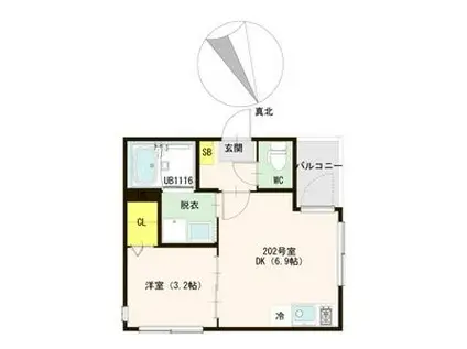 クレール ラフィネ(1DK/3階)の間取り写真