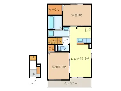 ベル ヴィレッジ(2LDK/2階)の間取り写真