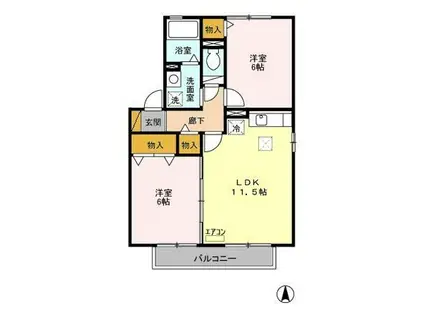 コンフォール・オリエ(2LDK/1階)の間取り写真