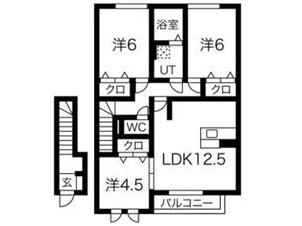メナス二上・シエラ二上 (3LDK/2階)の間取り写真